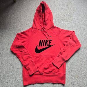 Vintage Y2K Nike Womens Sweater Medium Red Hoodie VELVET Swoosh Sweatshirt
